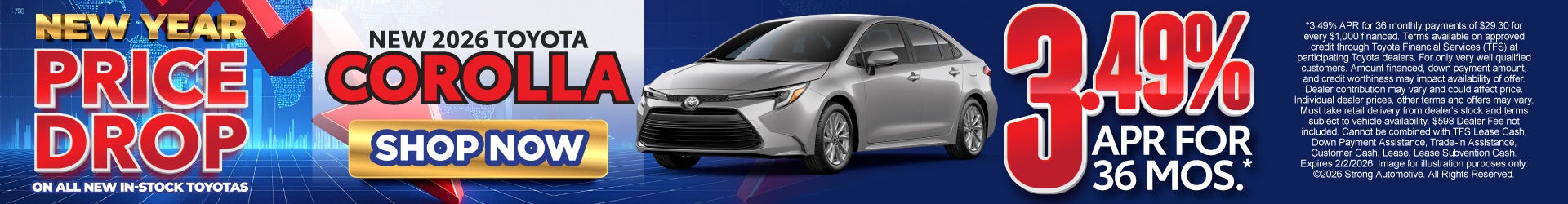 New 2026 Toyota Corolla 3.49% APR for 36 months*