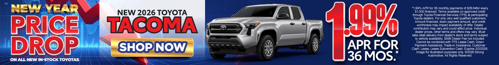 New 2026 Toyota Tacoma 1.99% APR for 30 months*
