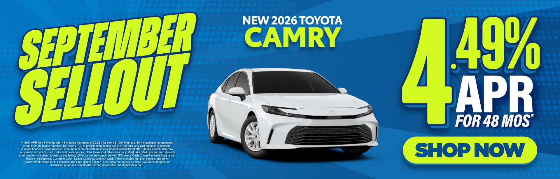 NEW 2026 TOYOTA CAMRY	4.49% APR FOR 48 MOS*